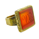 George III 9ct Gold, Carnelian Agate 'VL' Initial Seal Signet Ring Antique c1790