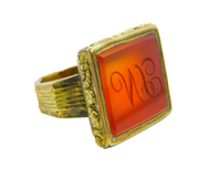 George III 9ct Gold, Carnelian Agate 'VL' Initial Seal Signet Ring Antique c1790