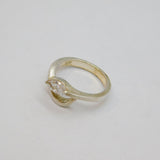Sterling Silver Marquise White Topaz Wave Studio Ring Modern c1990 Size M 1/2