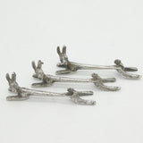 19th Century Set of Three Cast Silver Plated Hare Cutlery Rests Antique c1890s