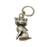 Sterling Silver Sitting Cat Charm Pendant Vintage c1970