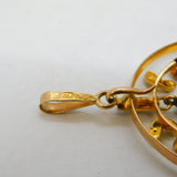 Edwardian 9ct Rose Gold, Garnet & Seed Pearl Lavalier Pendant Antique c1910s