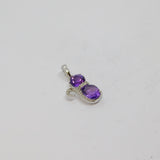 Sterling Silver Amethyst & Diamond Set Sitting Cat Charm Pendant Vintage c1970