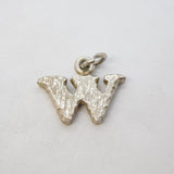 Sterling Silver 'W' Initial Charm Pendant Vintage c1970