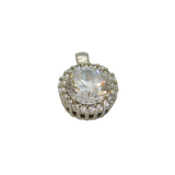 Sterling Silver Sparkling Multi-Stone CZ Round Charm Pendant Modern c1990s