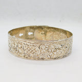 Sterling Silver Charles Horner Floral Relief Buckle Bangle Vintage 1944 Chester