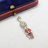 Sterling Silver and Coloured Enamel London Beefeater Charm Pendant Vintage c1970