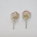 Pair of Sterling Silver Pink Paste Heart Stud Earrings Vintage c1970