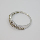 Sterling Silver Diamond Twist Band Dress Ring Vintage c1970 Size R 1/2