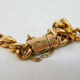 Edwardian 9ct Rose Gold & Turquoise Set Curb Link Bracelet Antique c1910s
