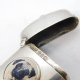 Victorian Sterling Silver & Enamel Pug Dog Vesta Case Antique 1892 Birmingham