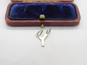 Sterling Silver 'Y' Initial Charm Pendant Vintage c1970
