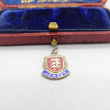 Sterling Silver & Enamel Jersey Shield Charm Pendant Vintage c1970