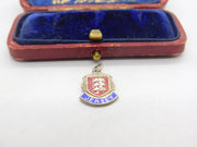Sterling Silver & Enamel Jersey Shield Charm Pendant Vintage c1970