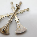 Sterling Silver Three Horns Brooch Pin Vintage 1993 London
