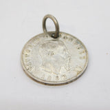 19th Century Italian Sterling Silver 1 Lira Coin Charm Pendant Antique 1863