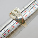 Sterling Silver CZ Set Three Open Wavy Bands Dress Ring Vintage c1990 Size P 1/2