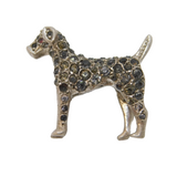 Victorian Sterling Silver & Black-Dot Paste Set Hound Brooch Antique c1880s