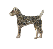 Victorian Sterling Silver & Black-Dot Paste Set Hound Brooch Antique c1880s