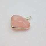 Sterling Silver Polished Rose-Quartz Heart Charm Pendant Modern c1990s