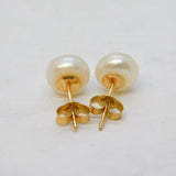 9ct Yellow Gold & Pearl Set Stud Earrings Vintage c1970s