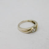 Sterling Silver Twist Front CZ Solitaire Dress Ring Modern c1990 Size K 1/2