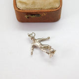 Sterling Silver Football Player Soccer Charm Pendant Vintage c1970