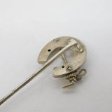 Victorian Sterling Silver Horseshoe & Riding Crop Stick Pin Antique c1890