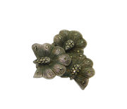Sterling Silver Marcasite Deco Style Floral Brooch Pin Contemporary c1990