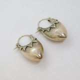 Pair of Sterling Silver Eastern Style Patterned Huggie Earrings Vintage c1970