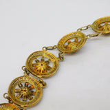 Sterling Silver Gilt Sunflower Form Panel Bracelet Vintage c1970 19.5cm