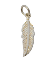 Sterling Silver Feather Charm Pendant Vintage c1970