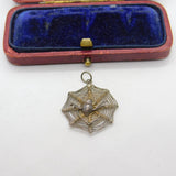 Sterling Silver Spider in her Web Charm Pendant Vintage c1970