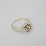 Sterling Silver Round Spinel Solitaire Twist Front Ring Modern c1990 Size O