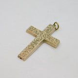 Sterling Silver Patterned Textured Cross Pendant Vintage c1970