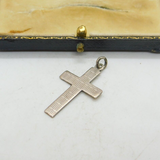 Simple Sterling Silver Wave Pattern Cross Crucifix Pendant Vintage c1970