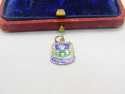 Sterling Silver and Enamel Sheffield Travel Shield Charm Pendant Vintage c1970