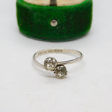 Sterling Silver Paste Set Crossover Dress Ring Vintage c1970 Size P UK