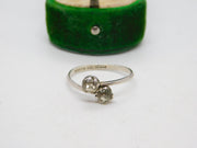 Sterling Silver Paste Set Crossover Dress Ring Vintage c1970 Size P UK