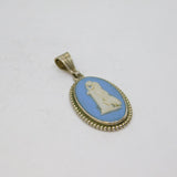 Sterling Silver Wedgwood Jasperware Cameo Oval Charm Pendant Vintage c1970s