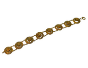 Sterling Silver Gilt Sunflower Form Panel Bracelet Vintage c1970 19.5cm