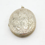 Victorian Sterling Silver Floral Decorated Sweetheart Locket Pendant Antique