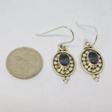 Pair of Sterling Silver Faceted Mystic Sapphire Hook Drop Earrings Vintage c1970