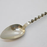Sterling Silver & Carved Wooden Statue Head Terminal Teaspoon Antique