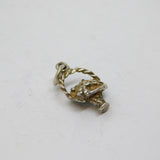 Sterling Silver Flower Basket Charm Pendant Vintage c1970