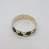 Sterling Silver Black Enamel Honeycomb Style Band Ring Vintage c1970 Size S 1/2