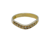Sterling Silver CZ Set Curved Half Eternity Band Ring Vintage c1970 Size P