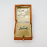 Boxed 18ct White Gold, 0.4ct Diamond & Emerald Half-Eternity Ring Vintage London