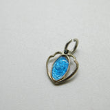 Sterling Silver and Blue Enamel Catholic Saint Charm Pendant Vintage c1970