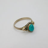 Sterling Silver Cabochon Turquoise Studio Band Ring Vintage c1970 Size M